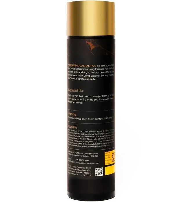 Pureluxe Gold Shampoo with 24K Gold & Argan Oil for Ultra Shine Hydration - Image 2