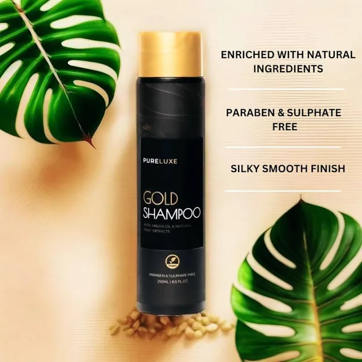 Pureluxe Gold Shampoo with 24K Gold & Argan Oil for Ultra Shine Hydration - Image 3