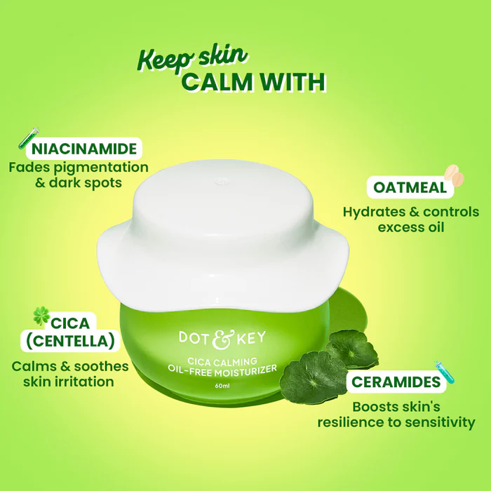 DOT & KEY Cica (Centella) + Niacinamide Oil Free Moisturizer Suitable for: Oily, Acne-Prone Skin