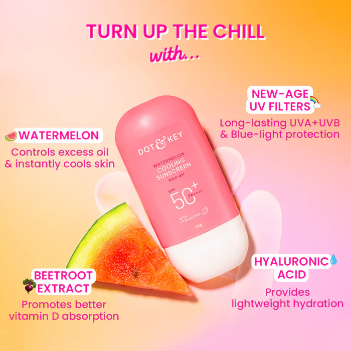 DOT & KEY Watermelon Cooling Sunscreen SPF 50+ PA++++ With New-Age UV Filters Suitable for: Oily & Combination Skin - Image 6