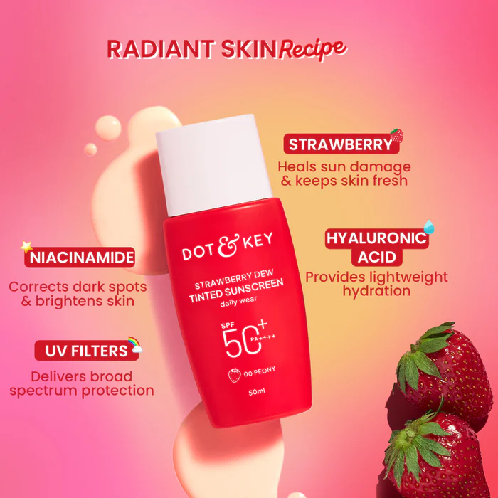 DOT & KEY Strawberry Dew Tinted Sunscreen SPF 50+ PA++++ With New-Age UV Filters - Image 9