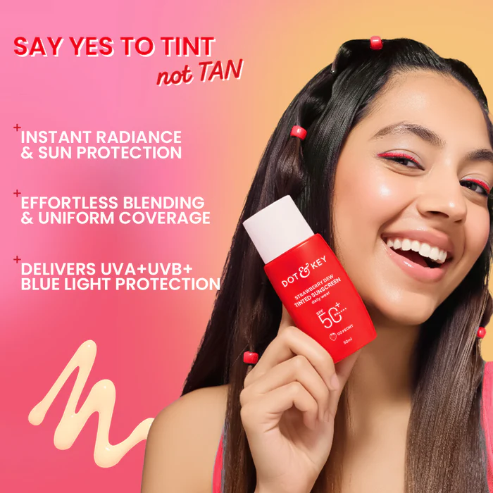 DOT & KEY Strawberry Dew Tinted Sunscreen SPF 50+ PA++++ With New-Age UV Filters - Image 7