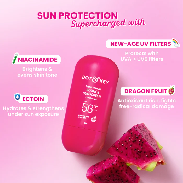 DOT & KEY Dragon Fruit Bounce Gel Sunscreen SPF 50+ PA++++, With New-Age UV Filters Suitable for: Oily & Combination Skin - Image 6