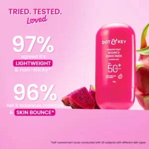 DOT & KEY Dragon Fruit Bounce Gel Sunscreen SPF 50+ PA++++, With New-Age UV Filters Suitable for: Oily & Combination Skin