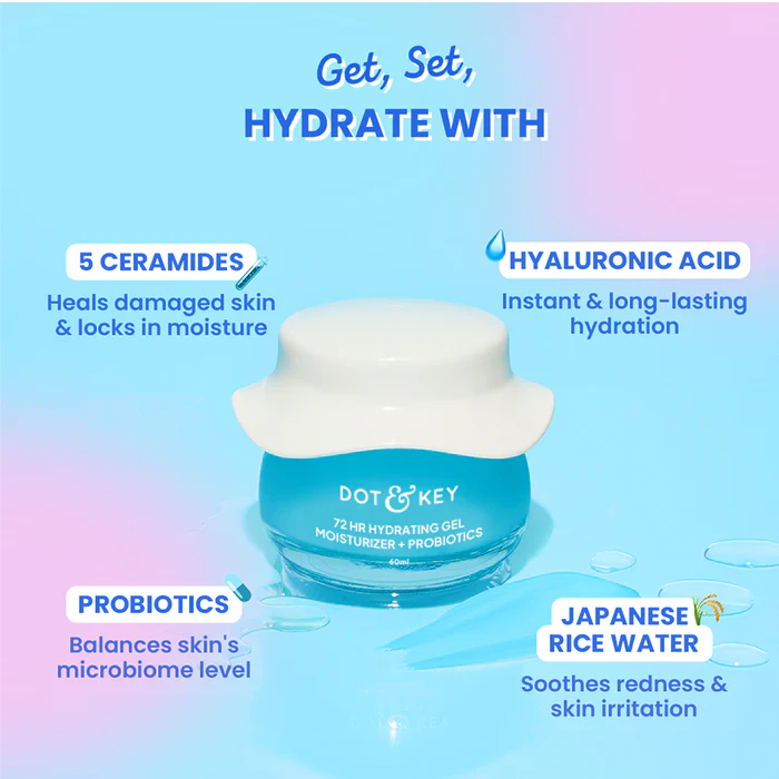 DOT & KEY 72HR Hydrating Gel Moisturizer + Probiotics Suitable for: Oily, Combination Skin - Image 4