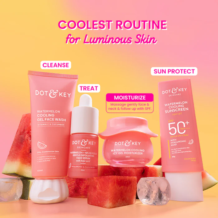 DOT & KEY Watermelon Cooling Icy Gel Moisturizer With Hyaluronic Suitable for: Oily & Combination 60gm - Image 7